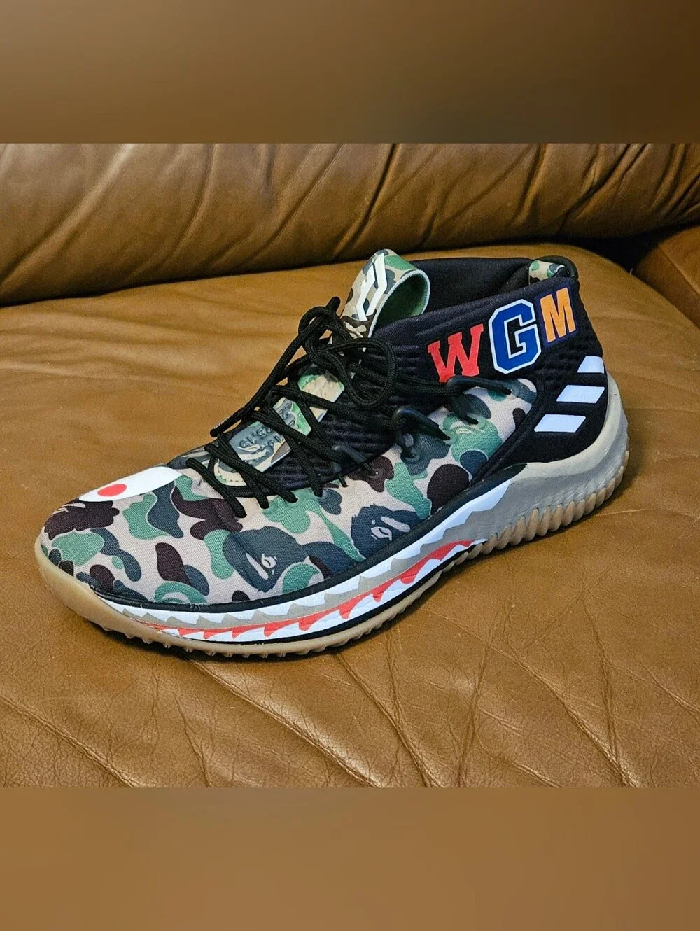 Men's Adidas Bathing Ape Dame 4 Camo WGM Sneakers Size 7